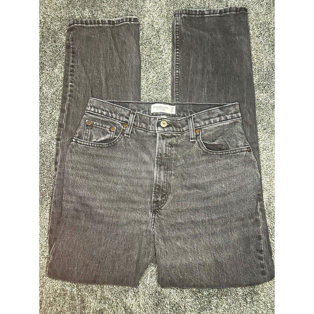Abercrombie Fitch Curve Love 90s Straight Jeans Women 28 6R Black High Rise